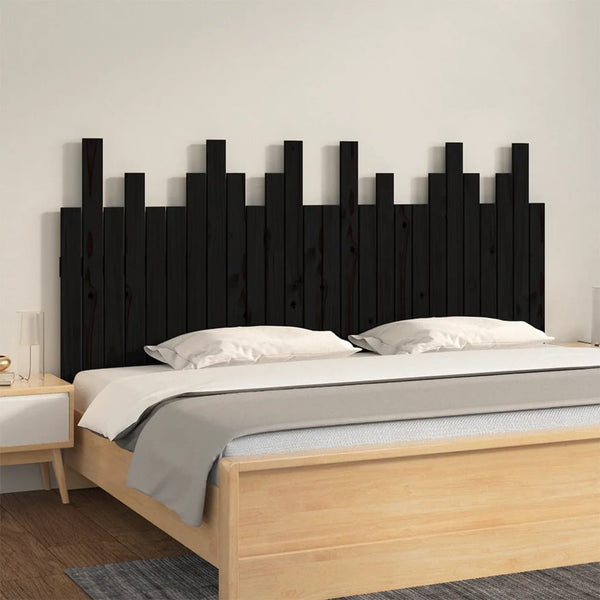 Schwarzes Kopfteil für die Wand Caldari 166x3x80cm (Kiefer)