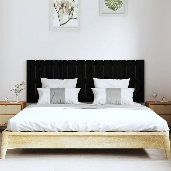 Schwarzes Kopfteil Virvora 166x3x60cm (Kiefer) zur Wandmontage