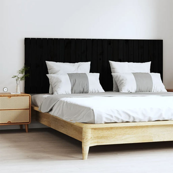 Schwarzes Kopfteil Virvora 166x3x60cm (Kiefer) zur Wandmontage