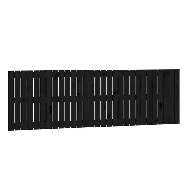 Schwarzes Kopfteil für die Wand Virvora 185x3x60cm (Kiefer)