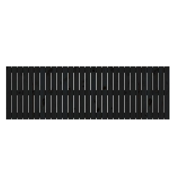 Schwarzes Kopfteil für die Wand Virvora 185x3x60cm (Kiefer)
