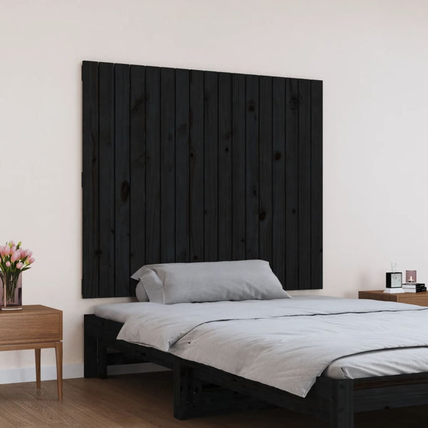 Schwarzes Kopfteil Virvora für die Wand 108x3x90cm (Kiefer)