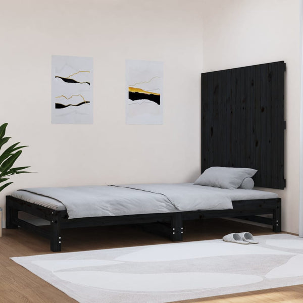 Schwarzes Kopfteil Virvora für die Wand 108x3x90cm (Kiefer)