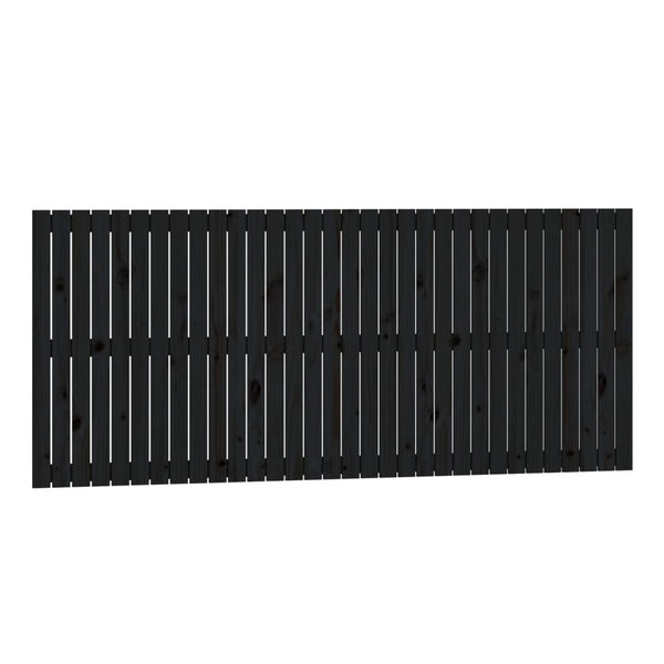 Schwarzes Kopfteil für die Wand Virvora 204x3x90cm (Kiefer)