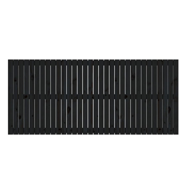 Schwarzes Kopfteil für die Wand Virvora 204x3x90cm (Kiefer)
