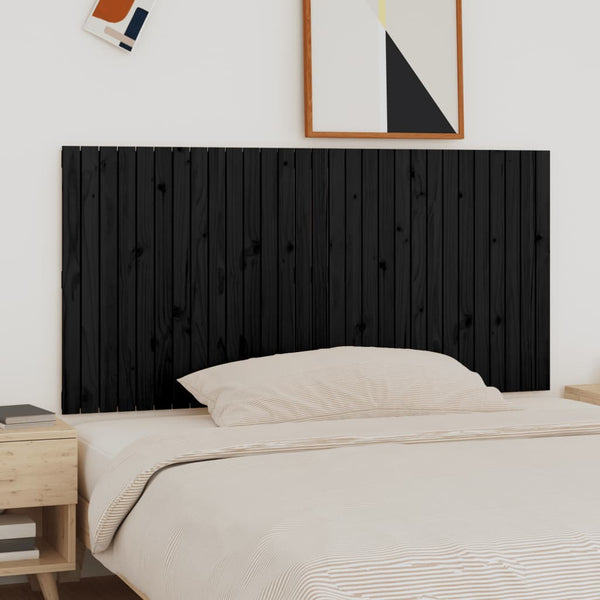 Schwarzes Kopfteil für die Wand Virvora 185x3x90cm (Kiefer)