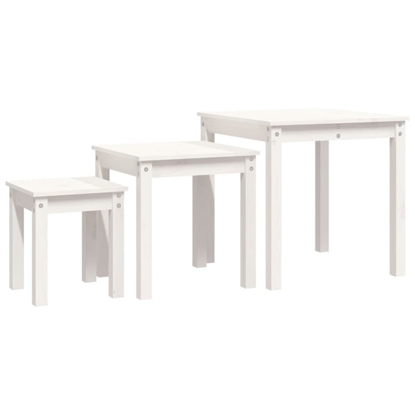 Weiße Beistelltische Parasceva (3er-Set Kiefer)