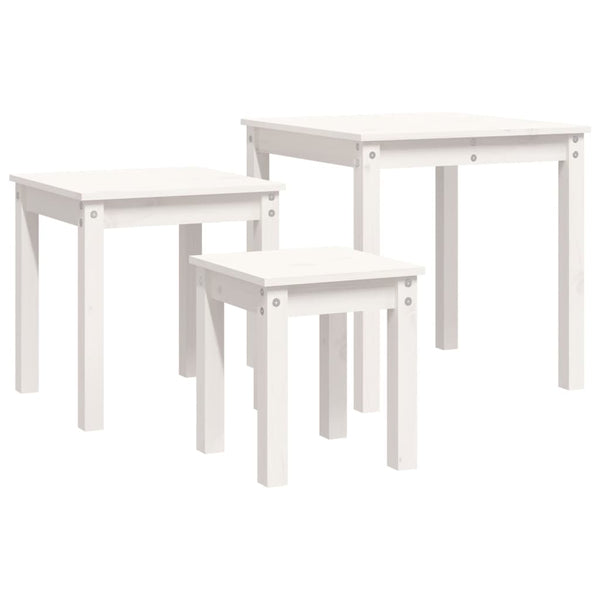 Weiße Beistelltische Parasceva (3er-Set Kiefer)