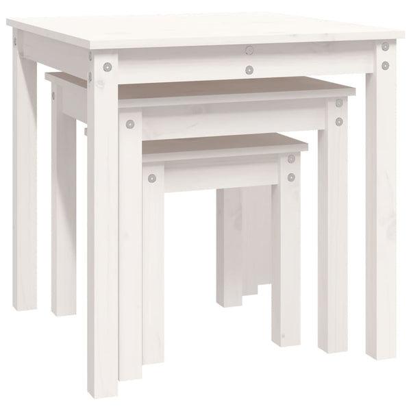 Weiße Beistelltische Parasceva (3er-Set Kiefer)