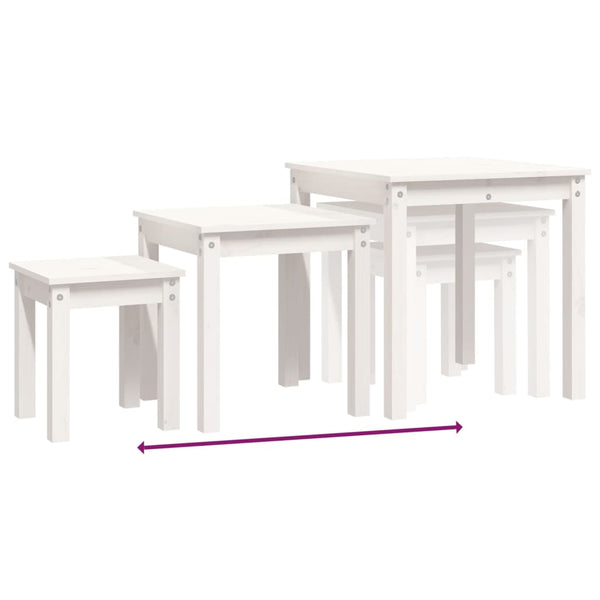 Weiße Beistelltische Parasceva (3er-Set Kiefer)