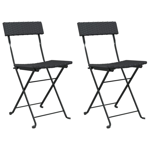 Schwarze klappbare Bistrostühle Facred (2 Stück Polyrattan Stahl)