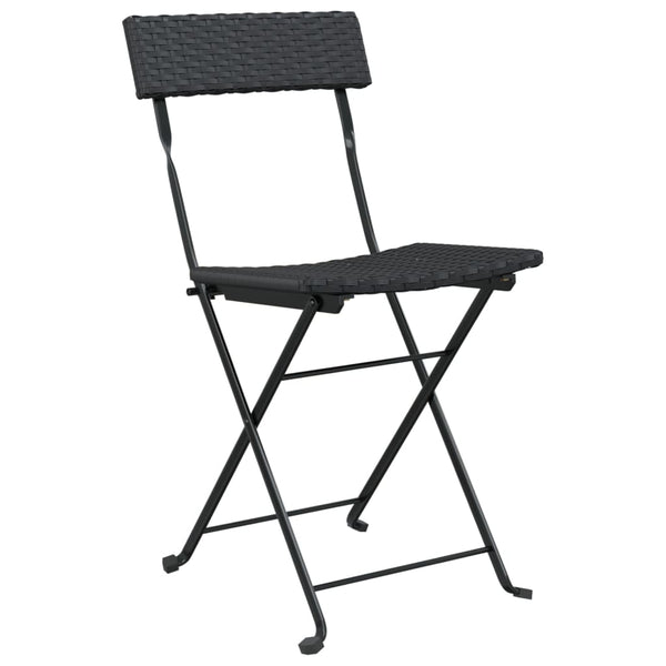 Schwarze klappbare Bistrostühle Facred (2 Stück Polyrattan Stahl)