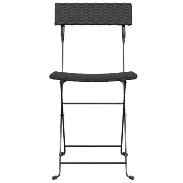 Schwarze klappbare Bistrostühle Facred (2 Stück Polyrattan Stahl)
