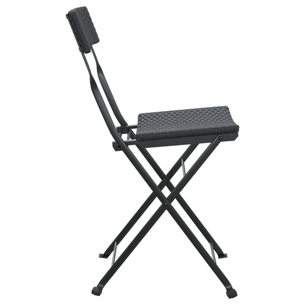 Schwarze klappbare Bistrostühle Facred (2 Stück Polyrattan Stahl)