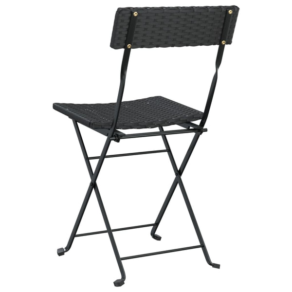 Schwarze klappbare Bistrostühle Facred (2 Stück Polyrattan Stahl)