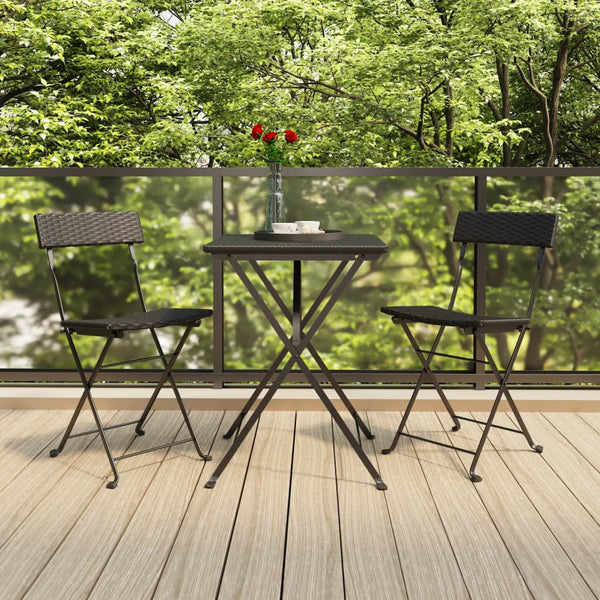 Schwarze klappbare Bistrostühle Facred (2 Stück Polyrattan Stahl)