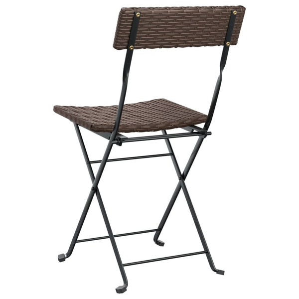 Braune klappbare Bistrostühle von Facred (2 Stück Polyrattan und Stahl)
