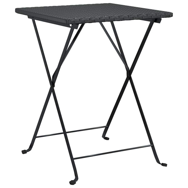 Schwarzes, zusammenklappbares Bistroset Oance (3-teilig, Polyrattan)
