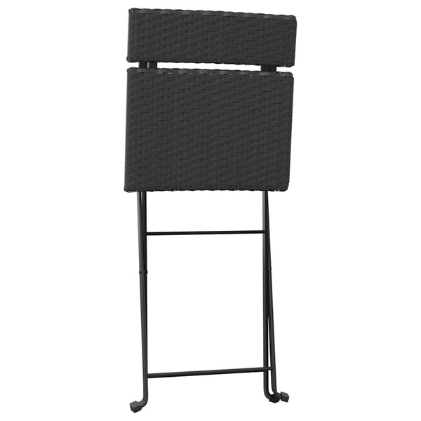 Schwarzes, zusammenklappbares Bistroset Oance (3-teilig, Polyrattan)