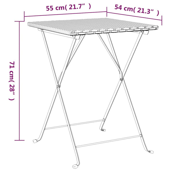 Schwarzes, zusammenklappbares Bistroset Oance (3-teilig, Polyrattan)