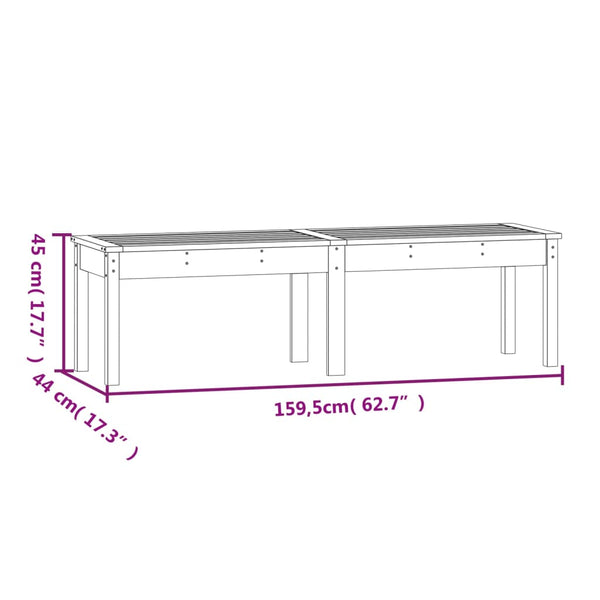 Graue Gartenbank Sarande 159,5x44x45cm (2-Sitzer, Kiefer)