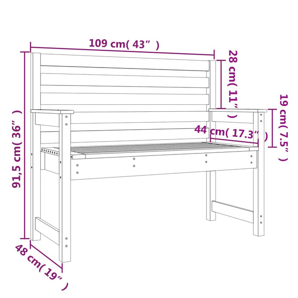 Harmaa puutarhapenkki Rizyi 109x48x91,5cm (mänty)