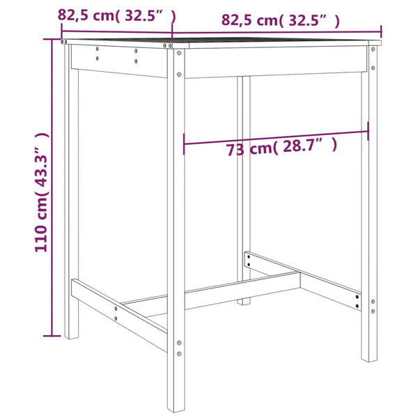 Gartentisch Nicolaies 82,5x82,5x110cm (Douglasie)