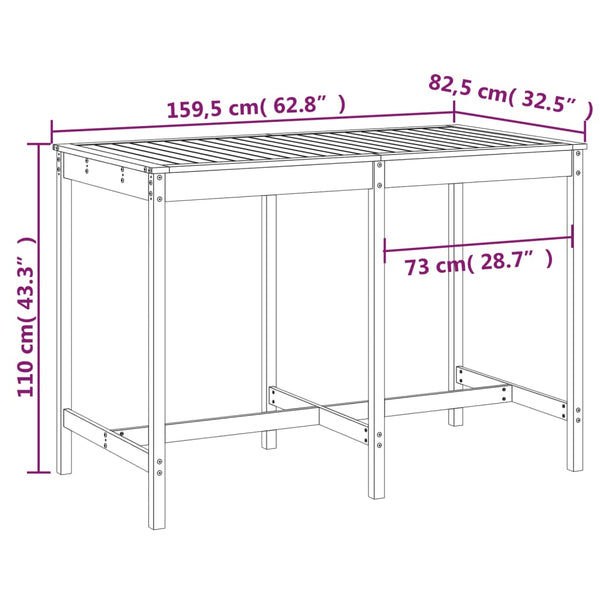 Gartentisch Nicolaies 159,5x82,5x110cm (Kiefer)
