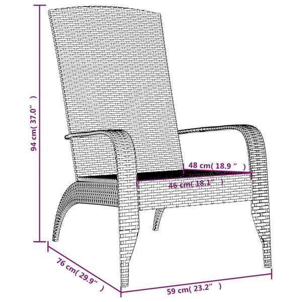 Grauer Adirondack Gartenstuhl Damica (Polyrattan)