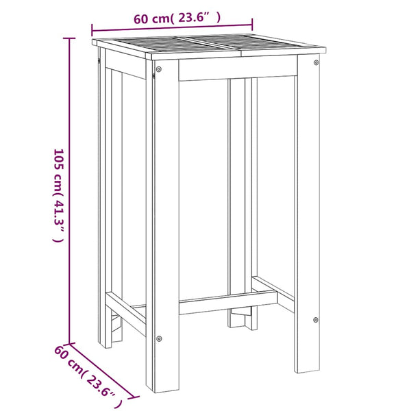 Outdoor-Bartisch Halaciu 60x60x105cm (Akazienholz)