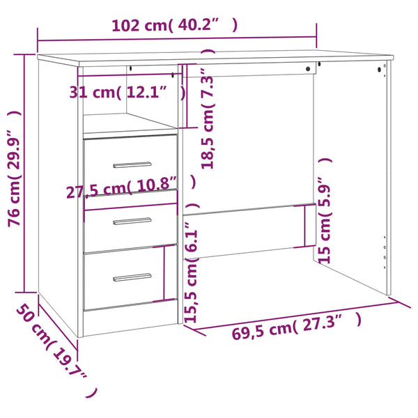 Schreibtisch Savutammi mit Schubladen Anaion 102x50x76cm (Holz)