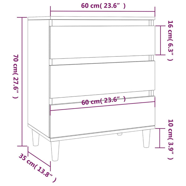 Weißes Sideboard Eraan 60x35x70cm (Holz)