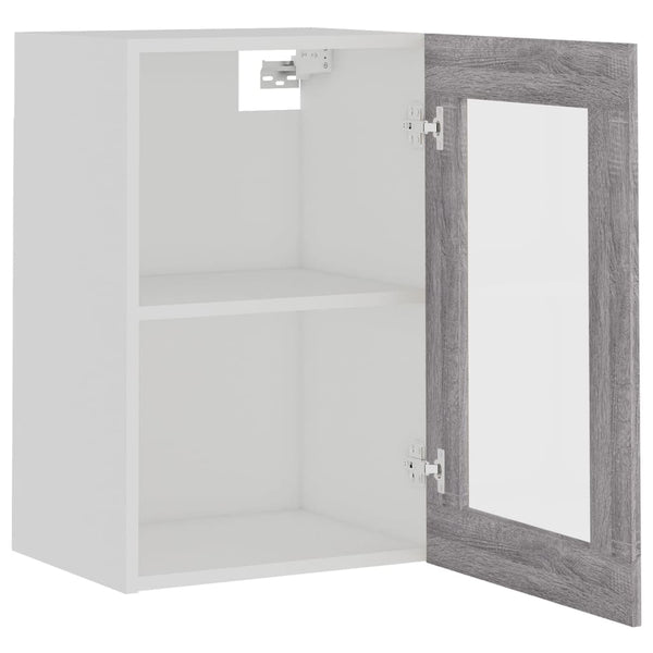 Grauer hängender Glasschrank Pompilas 40x31x60cm (Holz)