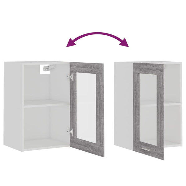 Grauer hängender Glasschrank Pompilas 40x31x60cm (Holz)