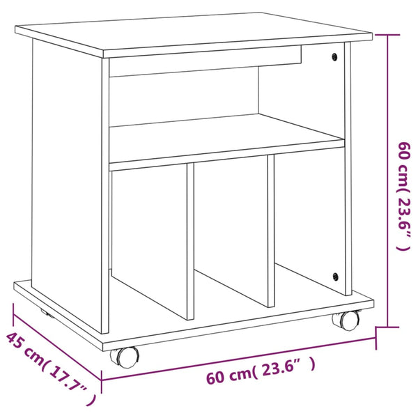 Grauer Schrank auf Rädern Gagriel 60x45x60cm (Holz)