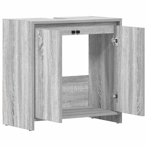 Grauer Badezimmerschrank Ozsvath 60x33x61cm (Holz)
