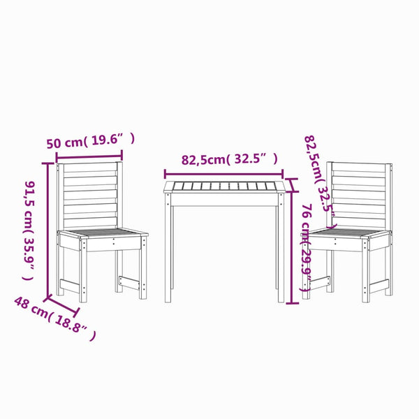 Bistro-Set Artenis (3-teilig, Kiefer)