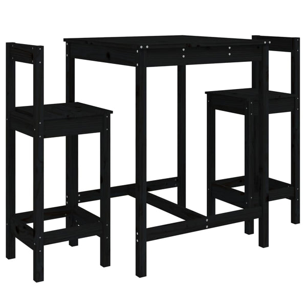 Schwarzes Outdoor-Barset Tiplon (3-teilig, Kiefer)