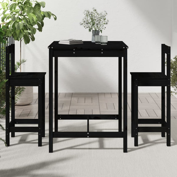 Schwarzes Outdoor-Barset Tiplon (3-teilig, Kiefer)