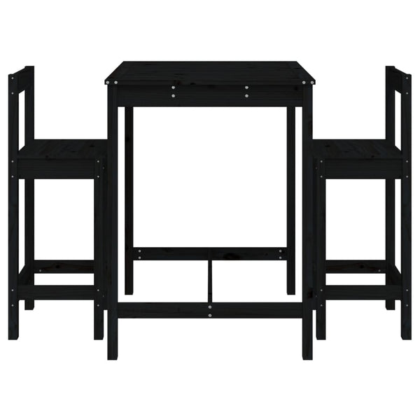 Schwarzes Outdoor-Barset Tiplon (3-teilig, Kiefer)