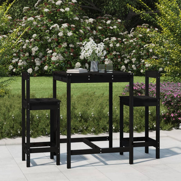 Schwarzes Outdoor-Barset Tiplon (3-teilig, Kiefer)