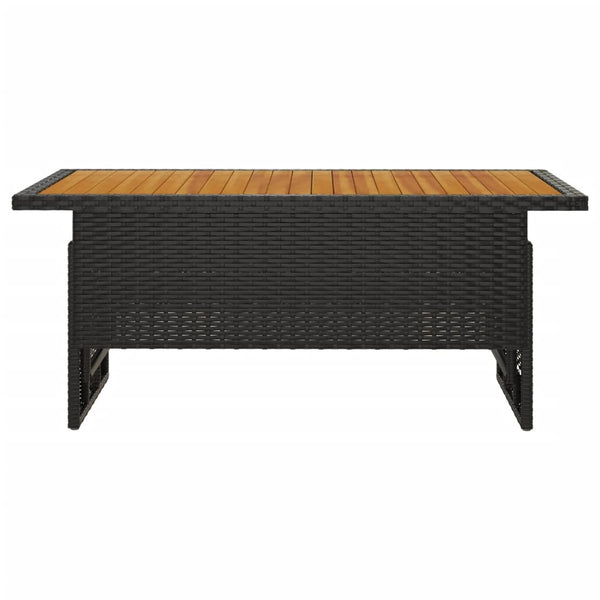 Schwarzer Gartentisch Regaip 100x50x43/63cm (Akazienholz und Polyrattan)