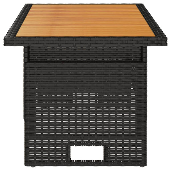 Schwarzer Gartentisch Regaip 100x50x43/63cm (Akazienholz und Polyrattan)