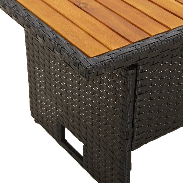 Schwarzer Gartentisch Regaip 100x50x43/63cm (Akazienholz und Polyrattan)
