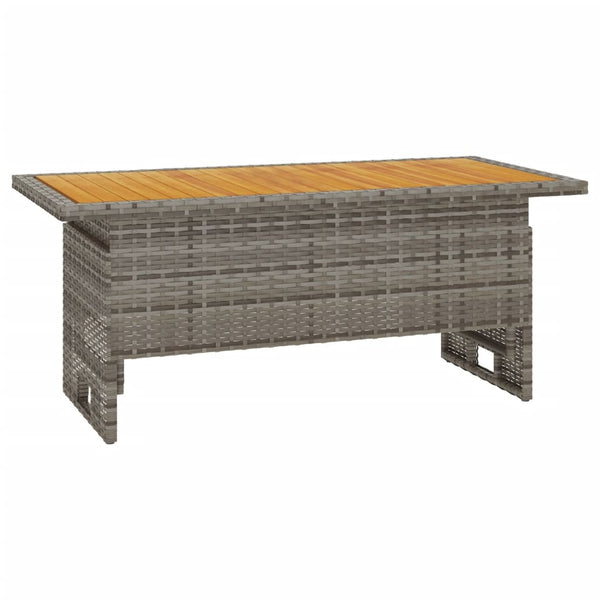 Grauer Gartentisch Regaip 100x50x43/63cm (Akazienholz und Polyrattan)