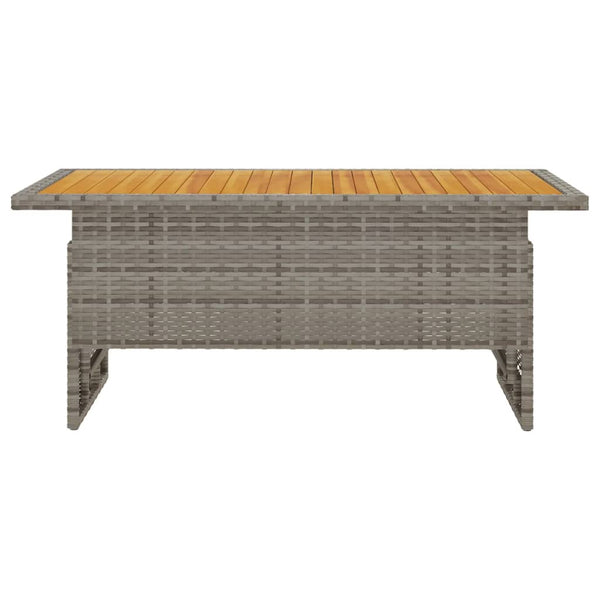 Grauer Gartentisch Regaip 100x50x43/63cm (Akazienholz und Polyrattan)