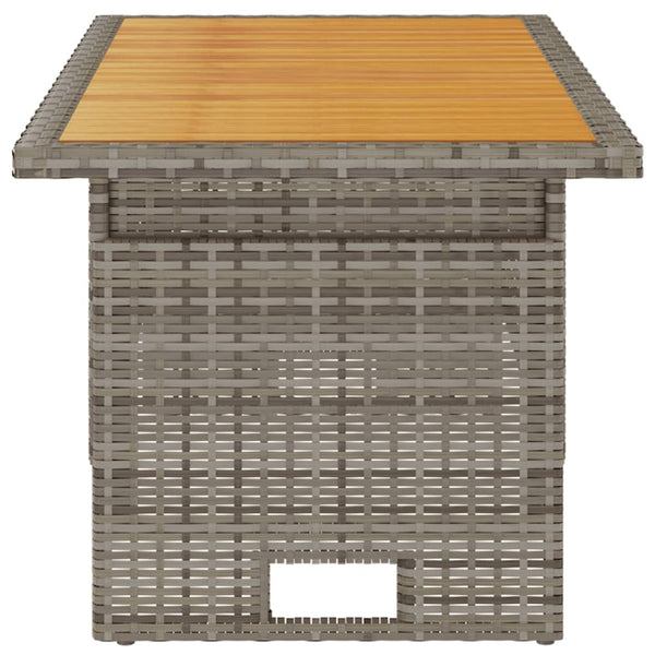 Grauer Gartentisch Regaip 100x50x43/63cm (Akazienholz und Polyrattan)
