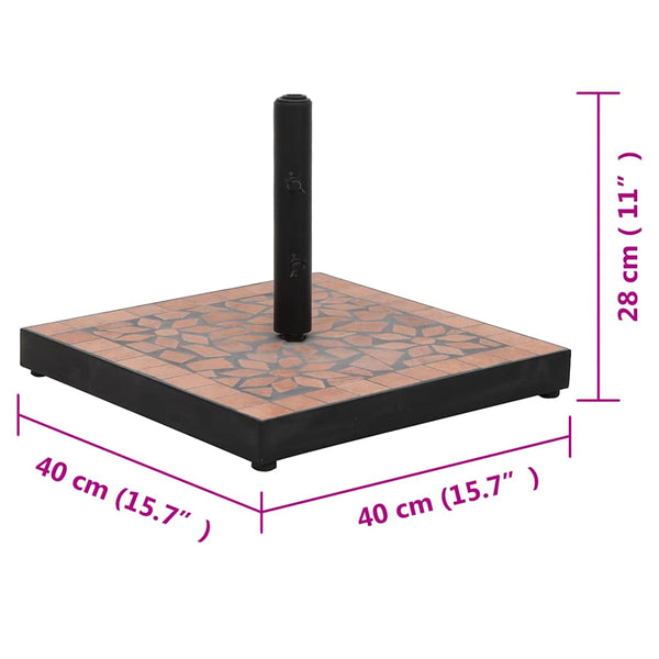 Terrakotta aurinkovarjon jalka Giulien neliö 12 kg