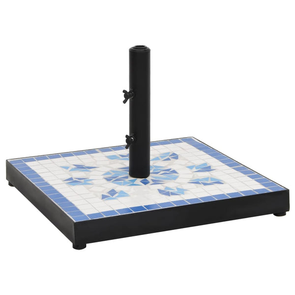Blau-weißer Sonnenschirmständer Giulie (quadratisch 12 kg)