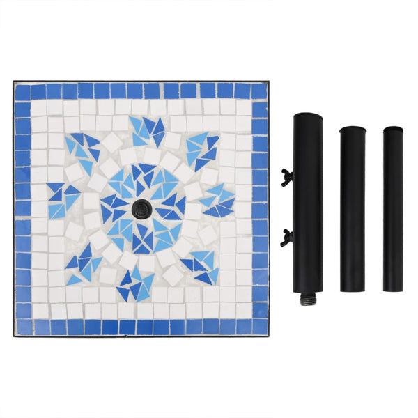 Blau-weißer Sonnenschirmständer Giulie (quadratisch 12 kg)